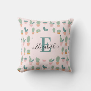 Niedlich Cactus Cacti Sukkulent Pink Greenery Mono Kissen