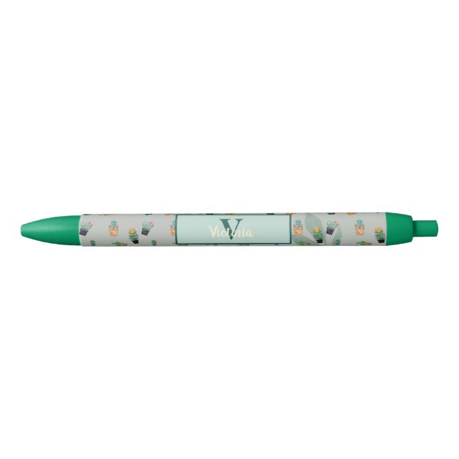Niedlich Cactus Greenery Blume Personalisiert druc Kugelschreiber (Vorderseite)