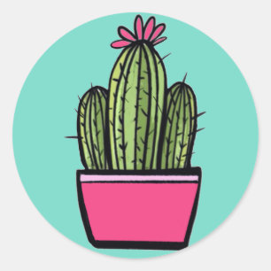 Niedlich Cactus Pink Pot Blume Stickers