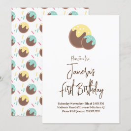 Niedlich Cake Pop Balls Erster Geburtstag Einladun Einladung