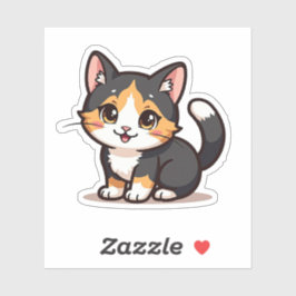 Niedlich Calico Cat - Kawaii Pastel Design Aufkleber
