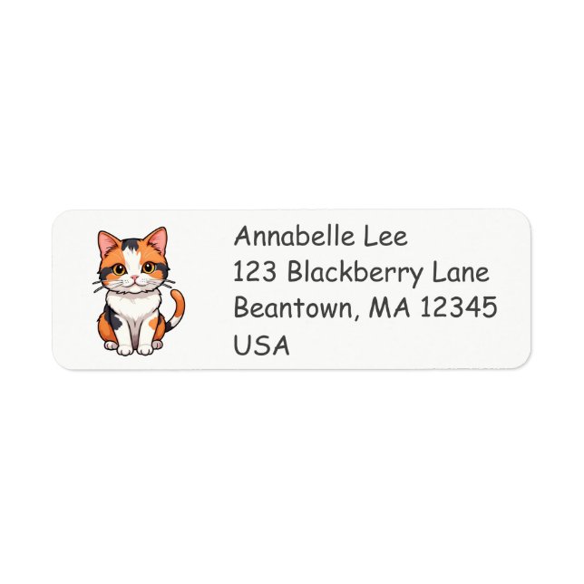 Niedlich Calico Cat Label (Vorne)