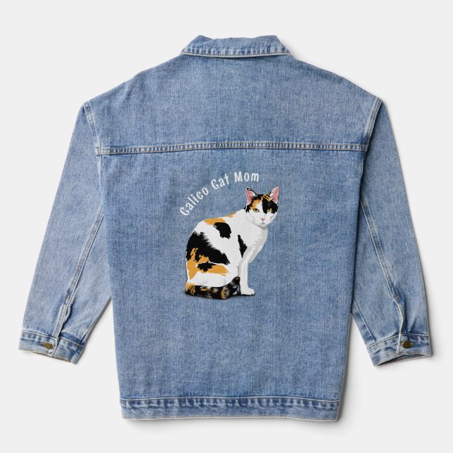 Niedlich Calico Cat Personalisiert Jeansjacke (Rückseite)