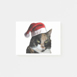 Niedlich Calico Cat Wear Weihnachtsmannmütze Post-it Klebezettel