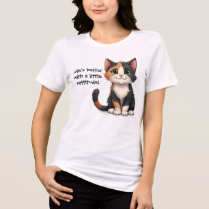 Niedlich Calico Kitten Kawaii Cottagecore Ästhetik Tri-Blend Shirt