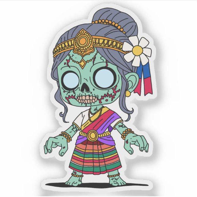 Niedlich Cambodian Zombie Aufkleber (Vorderseite)
