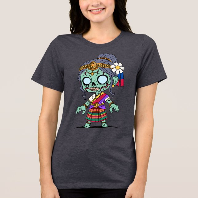 Niedlich Cambodian Zombie Tri-Blend Shirt (Vorderseite)