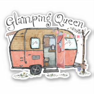 Niedlich Camper-Anhänger-Glamping-Königin Aufkleber