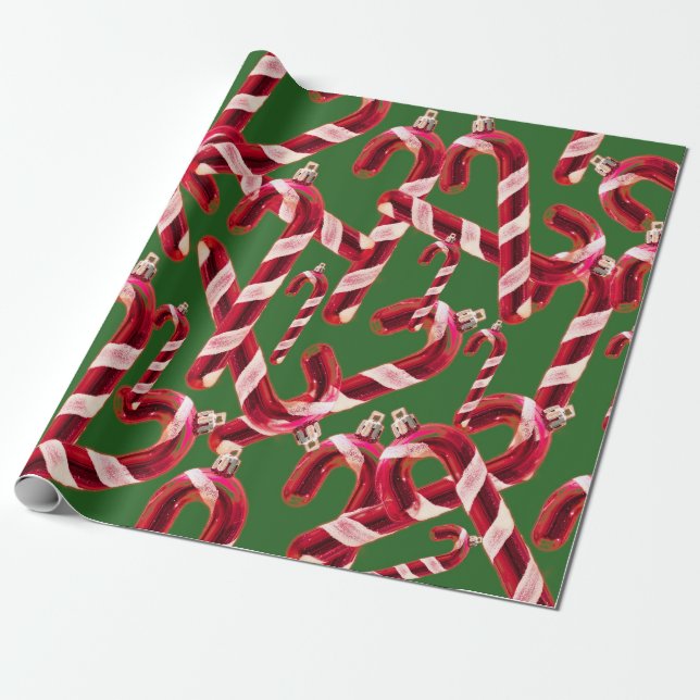 Niedlich Candy Cane Dekoration Weihnachten Geschenkpapier (Ungerollt)