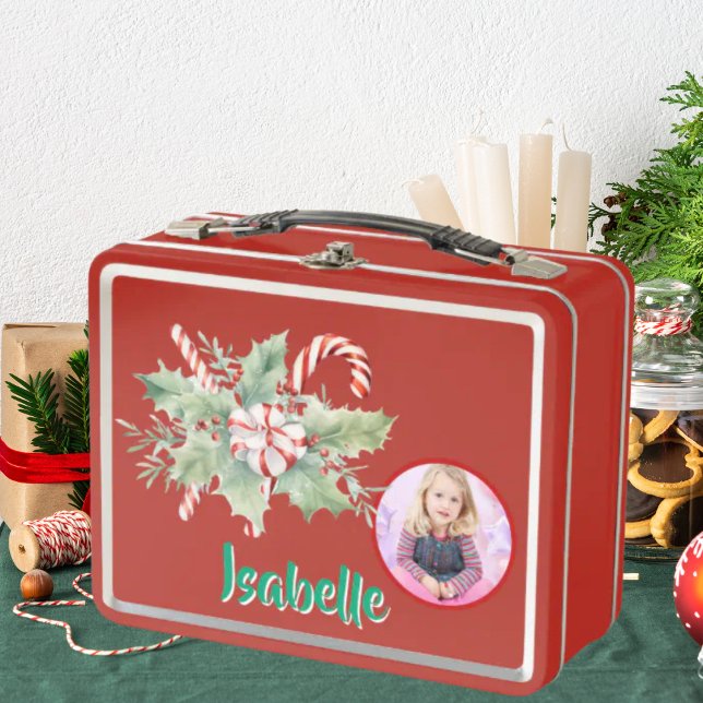 Niedlich Candy Cane Kids Foto Metal Lunchbox (Von Creator hochgeladen)