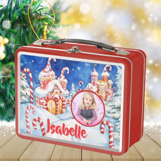 Niedlich Candy Cane Kids Foto Metal Lunchbox (Von Creator hochgeladen)
