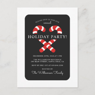 Niedlich Candy Cane Weihnachtsfeier Einladungspostkarte