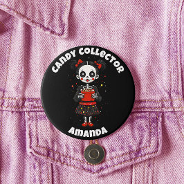 Niedlich Candy Collector Skeleton Girls Halloween Button
