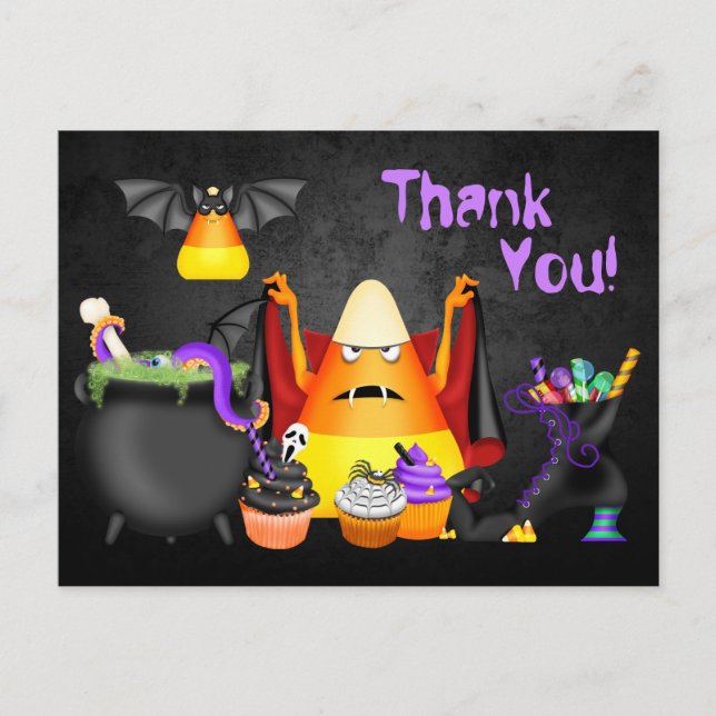 Niedlich Candy Corn Spooky Leckereien Halloween Vi Postkarte (Vorderseite)
