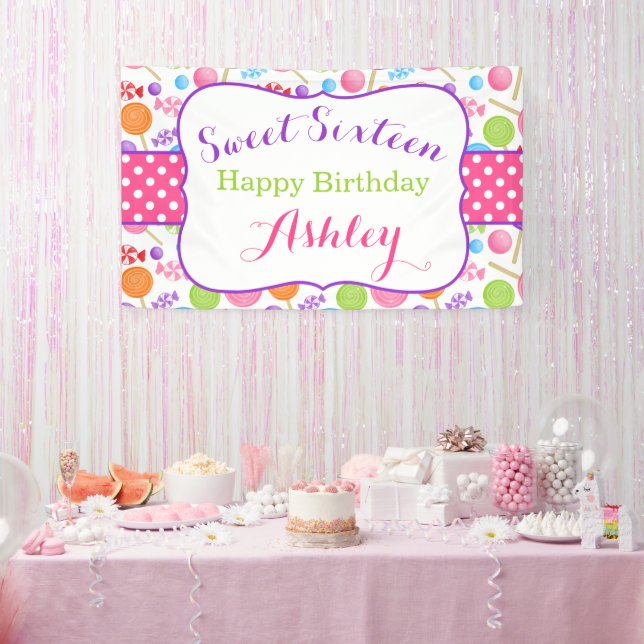 Niedlich Candy Sweet 16 Geburtstagsparty Banner (Party)
