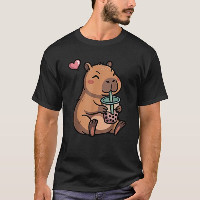Niedlich Capybara Boba Bubble Tea Kawaii Capybara  T-Shirt (Vorderseite)