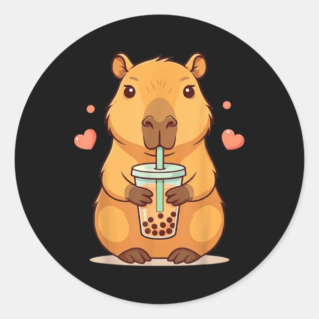 Niedlich Capybara Boba Tea Blubble Rodent Women Te Runder Aufkleber (Vorderseite)