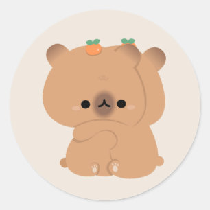 Niedlich Capybara Couple Runder Aufkleber