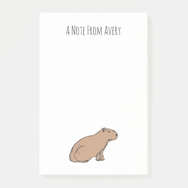 Niedlich Capybara Exotic Pet Personalisiert Rodent Post-it Klebezettel (Vorderseite)