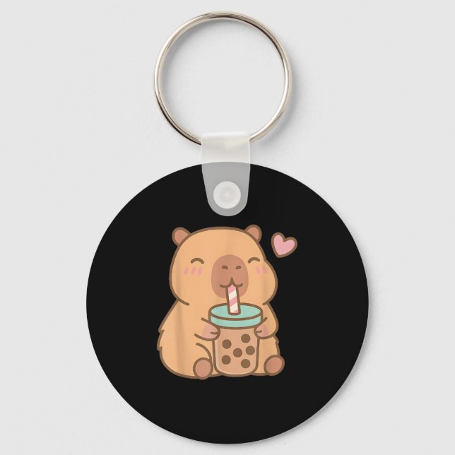Niedlich Capybara Kawaii Anime Drinking Bubble Tee Schlüsselanhänger (Vorderseite)
