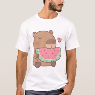 Niedlich Capybara Liebe Watermelone T-Shirt