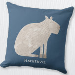 Niedlich Capybara Personalisiert Kissen<br><div class="desc">Eine lustige Wasserfarbe Capybara auf aquamarinem grünen Hintergrund für Tiere und Wildtiere. Originelle Kunst von Nic Squirrell. Ändern oder entfernen Sie den Namen zu personalisieren.</div>