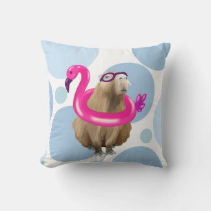 Niedlich Capybara Rosa Flamingo Pool Party Kissen