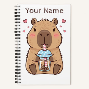 Niedlich Capybara Sipping Boba Tee Notizbuch