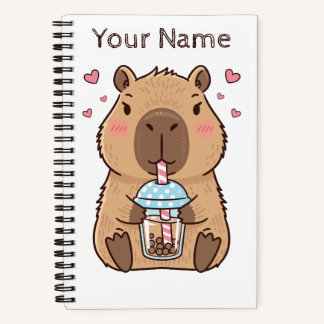 Niedlich Capybara Sipping Boba Tee Notizbuch