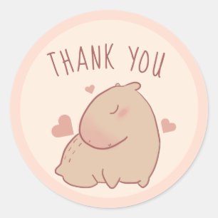 Niedlich Capybara vielen Dank  Runder Aufkleber