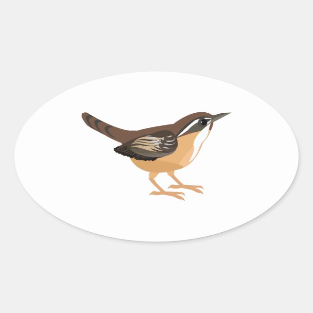 Niedlich Carolina Wren Ovaler Aufkleber (Vorderseite)