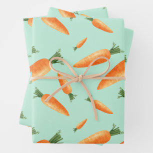 Niedlich Carrot Liebe Muster Pastell Green Geschenkpapier Set