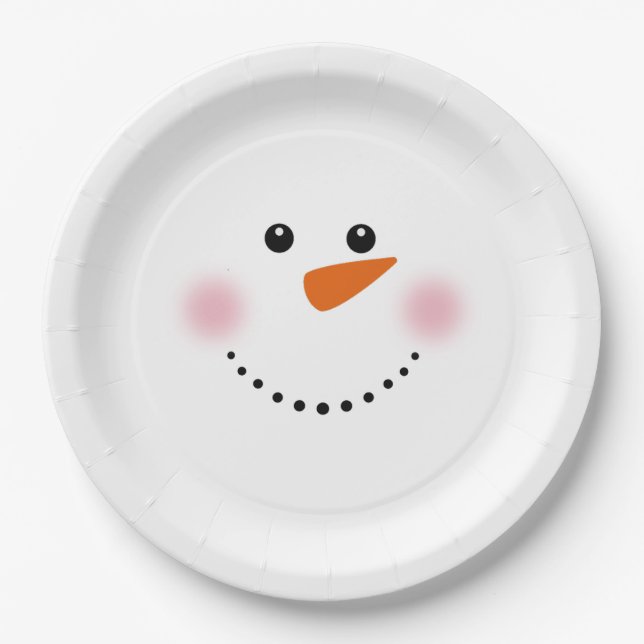 Niedlich Carrot Nose Snowman Pappteller (Vorderseite)