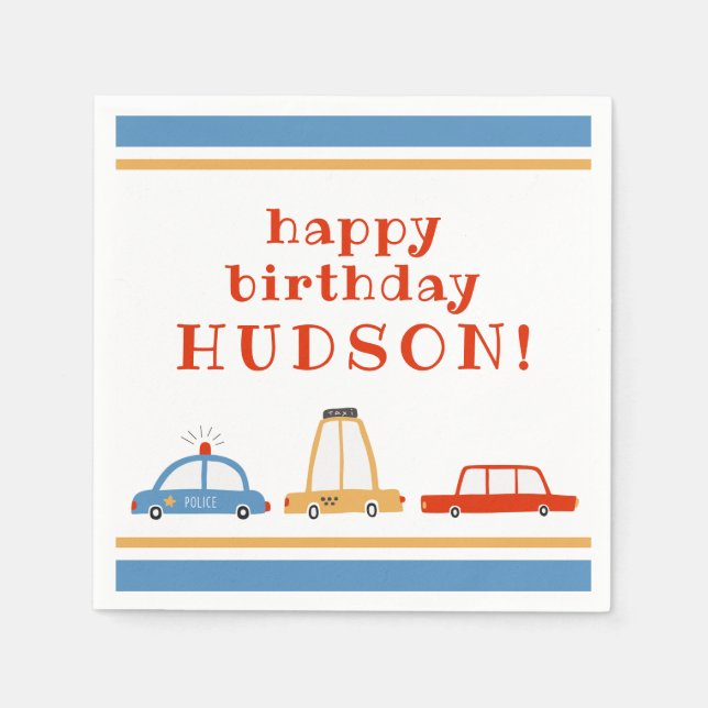 Niedlich Cars Personalisiertes Party Napkins Serviette (Vorderseite)