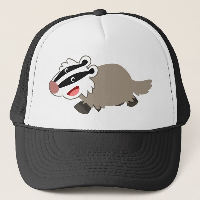 Niedlich Cartoon Badger Hat Truckerkappe (Vorderseite)