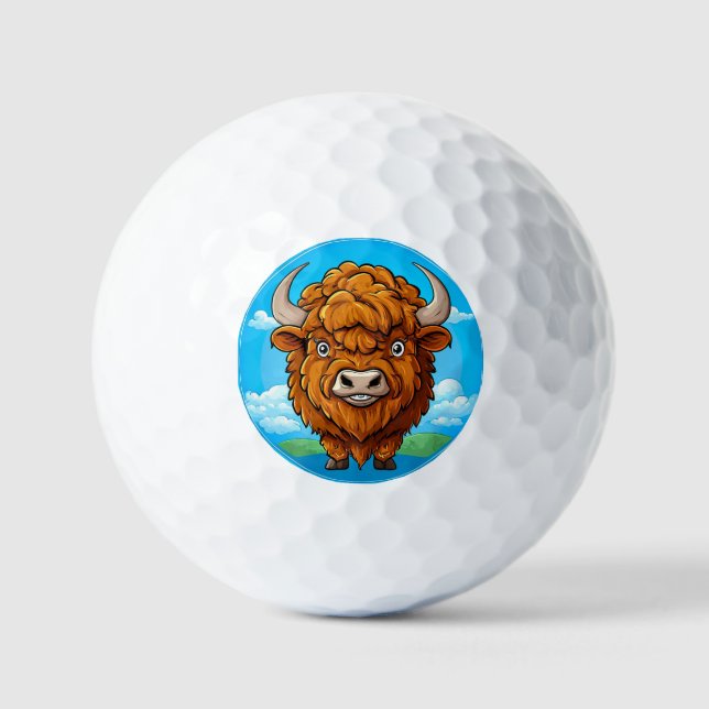 Niedlich Cartoon Bison Golfball (Vorderseite)