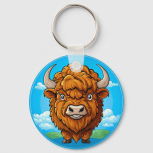 Niedlich Cartoon Bison Schlüsselanhänger