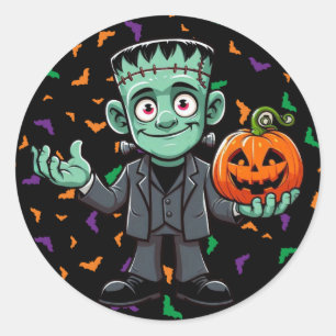 Niedlich, Cartoon Frankensteins Monster Runder Aufkleber