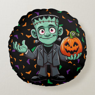 Niedlich, Cartoon Frankensteins Monster Rundes Kissen