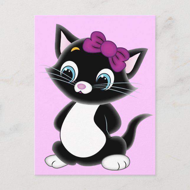 Niedlich Cartoon Kitten Postkarte (Vorderseite)