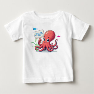Niedlich, Cartoon-Oktopus mit Fischen Baby T-shirt