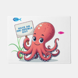 Niedlich, Cartoon-Oktopus mit Fischen Fußmatte