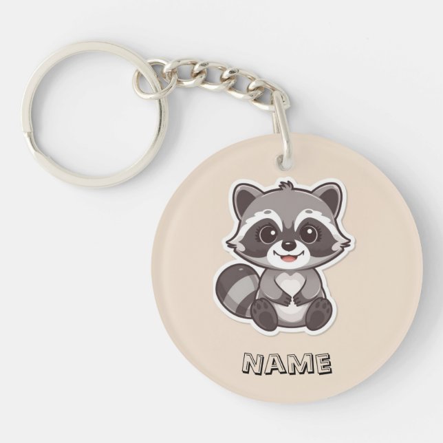 Niedlich Cartoon Raccoon Custom Schlüsselanhänger (Vorderseite)