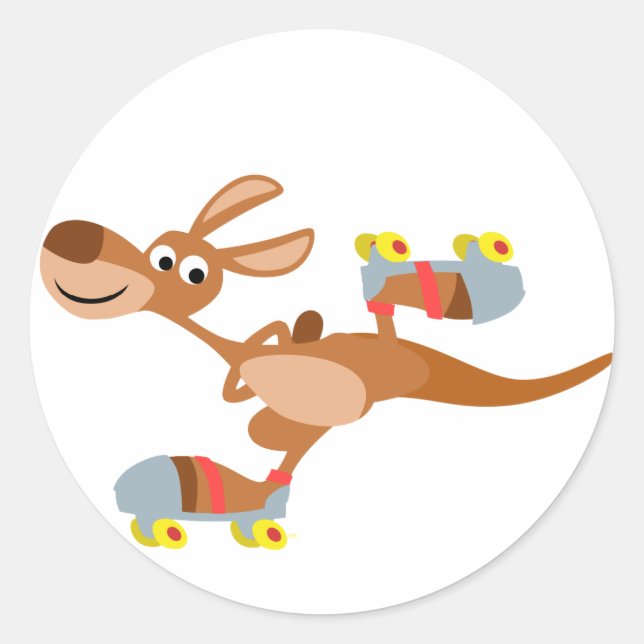 Niedlich Cartoon Skaten Kangaroo Aufkleber (Vorderseite)