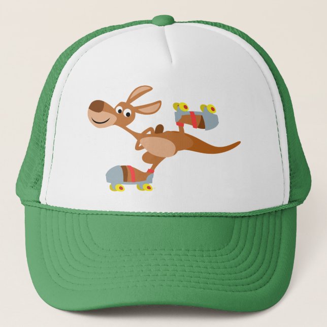 Niedlich Cartoon Skaten Kangaroo Hat Truckerkappe (Vorderseite)
