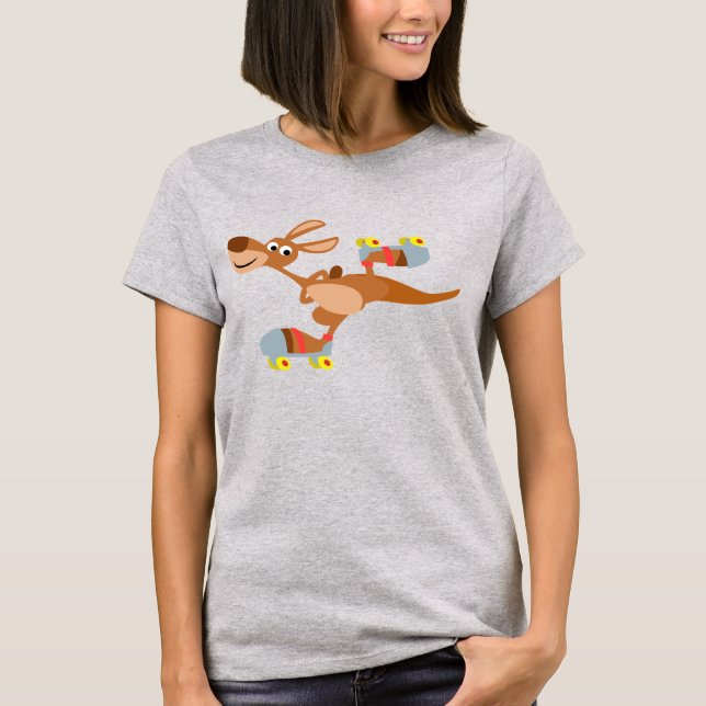 Niedlich Cartoon Skaten Kangaroo Women T - Shirt (Vorderseite)