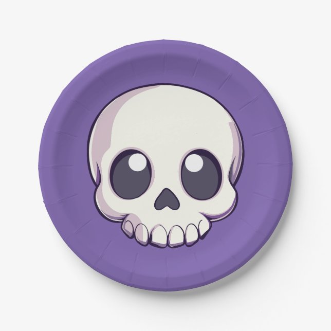 Niedlich Cartoon Skull Halloween Pappteller (Vorderseite)