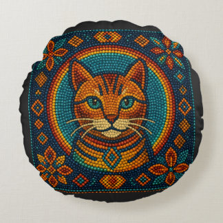Niedlich Cat Beaded Kitten Rundes Kissen