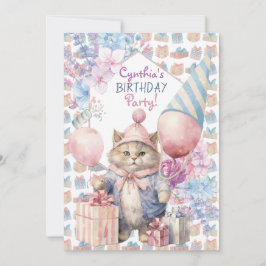 Niedlich Cat Birthday Party Einladung