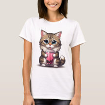 Niedlich Cat Boba T - Shirt